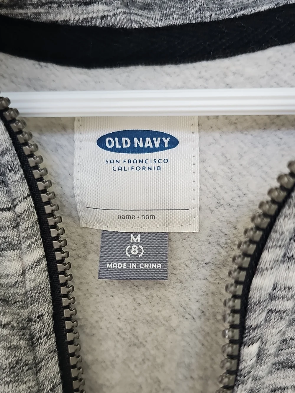 Old Navy Heathered Gray Hooded Zip Sweatshirt Jacket Sz M 8